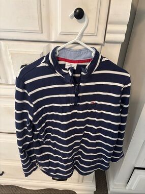 Vineyard Vines Navy and White Striped Half-Zip Pullover